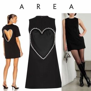 AREA Crystal-Embellished Heart Mini Dress Black Sz L NWT 795$